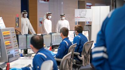 On his visit to the Al Ruwais refinery in the summer of 2020, Sheikh Mohamed praised Adnoc's 'exceptional effort' to support the UAE's economy throughout the coronavirus pandemic. Ministry of Presidential Affairs