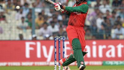 Bangladesh’s Tamim Iqbal plays a shot. (AFP / Dibyangshu SARKAR)