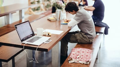 The next generation of entrepreneurs and freelancers who take advantage of free wi-fi and go about their business in some of the Dubai's cafes, shunning the typical and stable 9 to 5 job routine. Rebecca Rees for The National