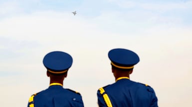 The Rafale at the Dubai Airshow 2025. Al Maktoum International Airport, Dubai, UAE. Chris Whiteoak / The National