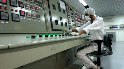 A technician works at Iran's Uranium Conversion Facility just outside the city of Isfahan, about 400 kilometres south of Tehran, on February 3, 2007, two years before the facility was shut down. Vahid Salemi / AP Photo