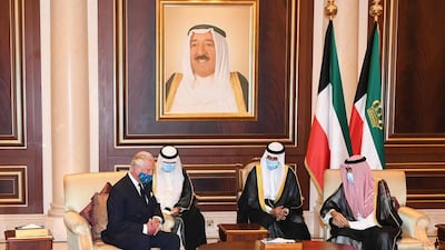 Prince Charles was one of several princes to pay his respects to Kuwait's new Emir Sheikh Nawaf al-Ahmad Al-Sabah on Sunday. AFP