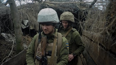 Ukrainian soldiers of the 24th Mechanised Brigade on the Zolote 4 front line. Alexis Lopez for The National