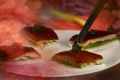 The duck pancakes are on the menu for the Friday brunch offering, along with Peking Duck and Cantonese style crispy noodles with roasted duck.