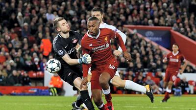 Daniel Sturridge in action for Liverpool against Spartak Moscow in the Champions League in 2017. Reuters