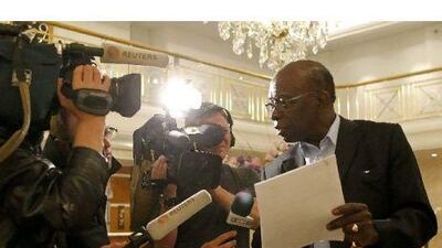 The suspended Jack Warner shows the 'private' e-mail sent to him by Jerome Valcke, the general secretary of Fifa, to the world's media.