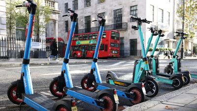 Dott and Tier e-scooters in London. Getty Images