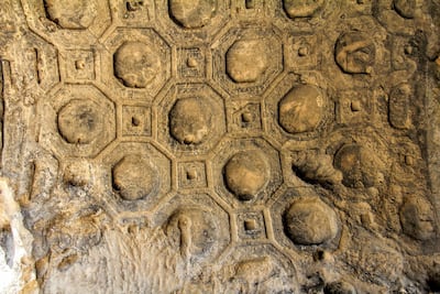 Some of the caves feature ornately decorated ceilings. Courtesy Kalpana Sunder