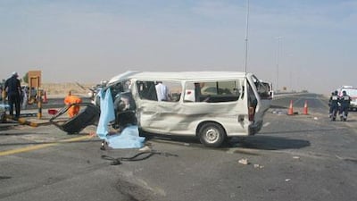 Six people travelling in a minibus were killed in an accident on Al Habab Road last week in which a passenger from another car also died.