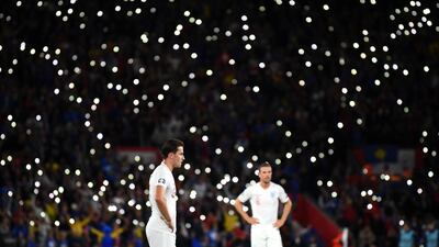Ben Chilwell prepares to take a free kick for England.