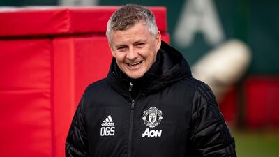 Manchester United manager Ole Gunnar Solskjaer enjoys leading the training session. Getty