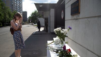 There were even mourners in the Russian capital Moscow. AP