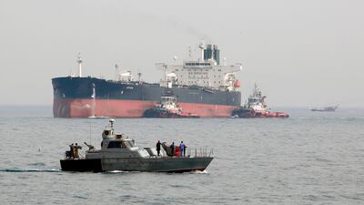 A tanker prepares to dock at the oil facility in the Khark Island, Iran. AFP