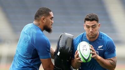 Codie Taylor, right, during training. Getty