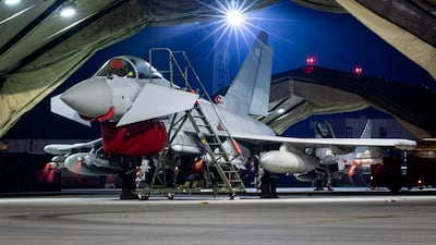 Four Royal Air Force Typhoon jets in Cyprus. The UK sent the additional jets to boost air patrols over eastern Europe. PA