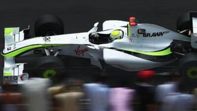 Jenson Button in action in his Brawn-Mercedes during yesterday's qualifying session in Monaco. The Briton claimed his fourth pole position of the season with a brilliant late lap.