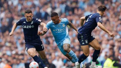 Gabriel Jesus in action during Manchester City's Premier League match against Aston Villa. Reuters