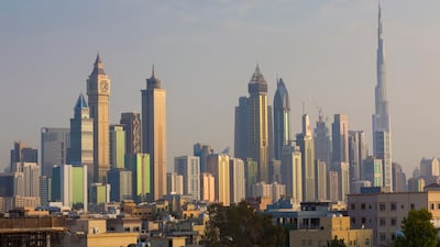 Skyscrapers along Sheikh Zayed Road from Jumeirah. Getty Images