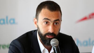 Bassel Al Nahlaoui, managing director of Careem Gulf and Pakistan speaking during the press conference about the official launch of Hala with Dubai's RTA. Pawan Singh / The National