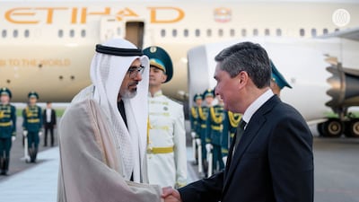 Sheikh Khaled with Oljas Bektenov, Prime Minister of Kazakhstan