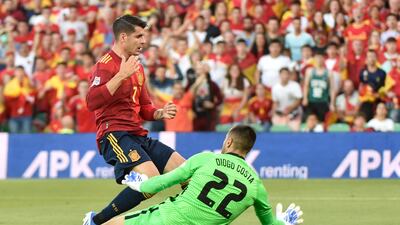 Alvaro Morata scores the opening goal. AFP