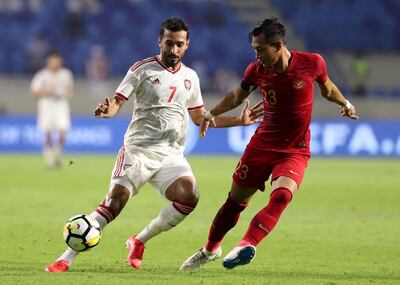 Ali Mabkhout became the UAE's top scorer. Chris Whiteoak / The National