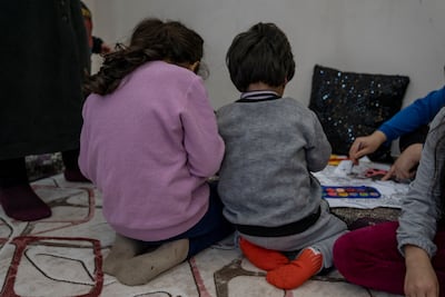 Sara Aldili's children are receiving mental health support for the trauma they endured during the earthquake, including losing their father. Matt Kynaston / The National.