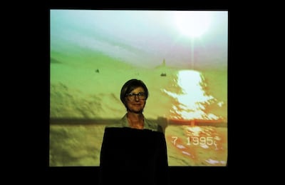 Marysia Lewandowska at the Cinema Island after the opening of Art Abu Dhabi 2018 at Manarat Al Saadiyat in Abu Dhabi. Pawan Singh / The National