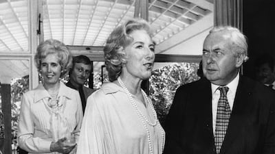 British Prime Minister Harold Wilson talks to singer Vera Lynn, at a Variety Club luncheon at the Savoy Hotel, London, on July 22, 1975. Getty Images