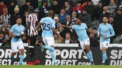 Raheem Sterling, second right, was Manchester City's match-winner at Newcastle United. Ian MacNicol / Getty Images