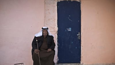 Palestinian refugee Ibraheem Fayaleh, 80, who witnessed what the Palestinians call the “Nakba,” or “catastrophe” referring to their uprooting in the war over Israel’s 1948 creation, in Kalandia refugee camp between Jerusalem and the West Bank city of Ramallah. He was 14 years old when he and 11 other members of his family were forced to leave their village of Saris, and took shelter with his family in Kalandia refugee camp.
