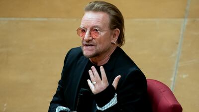 Bono, lead singer of Irish band U2. AP