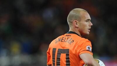 Wesley Sneijder, attacking midfielder (Galatasaray); Age 29; 97 caps. Stripped of the captaincy of the Dutch side as Van Gaal questioned his fitness and looked set to dump him but has forced his way back. Started his career at Ajax, but also won league titles with Real Madrid and Inter Milan, as well as the Champions League with the latter. Won the “Silver Ball” as the second-best player of the World Cup in 2010 and was also the given the “Bronze Boot” as the third-highest scorer. Has scored 26 international goals. Pedro Ugarte / AFP