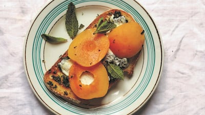 Mint adjika, cheese and apricot, a dish from Olia Hercules's book Kaukasis. Photo: Elena Heatherwick