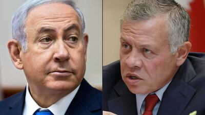 Israeli Prime Minister Benjamin Netanyahu and Jordanian King Abdullah II. AFP