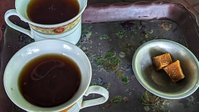 Traditional Ceylon tea with jaggery.
