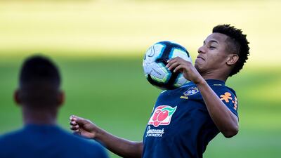 Brazil winger David Neres participates in a training session at the Altetico Mineiro training center, in Belo Horizonte. AFP