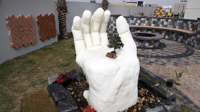 Above, a display using blocks and pavers at Ducon Industries' facility in Dubai. Pawan Singh / The National