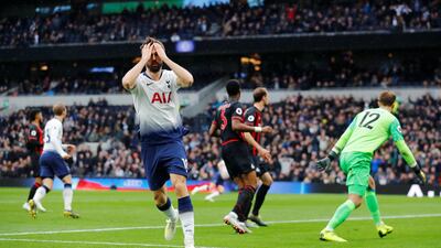 Tottenham's Fernando Llorente misses a chance to score. Reuters