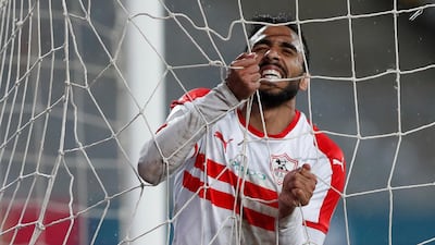 El Zamalek's Kahraba reacts to the action at the almost empty Borg El Arab Stadium. Reuters