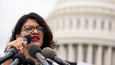 'We must, with no hesitation, demand that our country recognise that unconditional support of Israel has enabled this erasure of Palestinian life and the denial of the rights of millions of refugees,' said Ms Tlaib. AFP