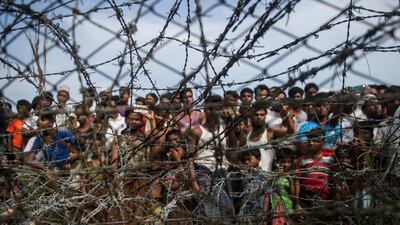 Rohingya refugees in a no man's land border zone between Myanmar and Bangladesh. AFP