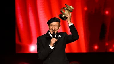 Stephen Jones accepts the British Accessories Designer Award