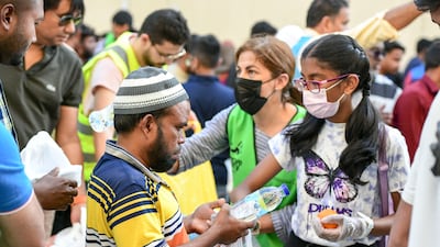 Food and drink is handed out