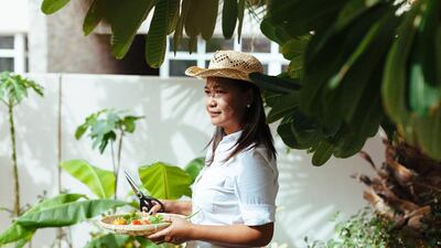 Patty Gay harvests cherry tomatoes, and develops recipes using fresh ingredients, sourced from her garden. Anna Nielsen for The National