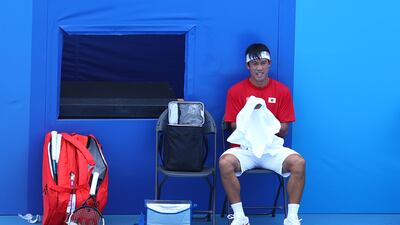 Japanese tennis player Kei Nishikori during training ahead of the Tokyo Olympics.