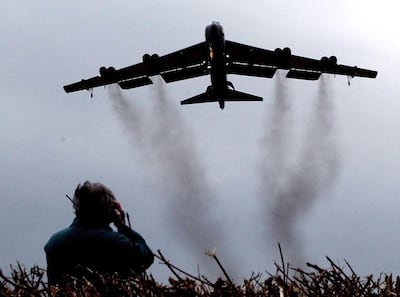 A 2003 photo of a B-52 bomber arriving at the UK’s RAF Fairford from Texas. AFP