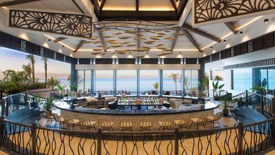 The lobby offers spectacular views of Magellan Bay