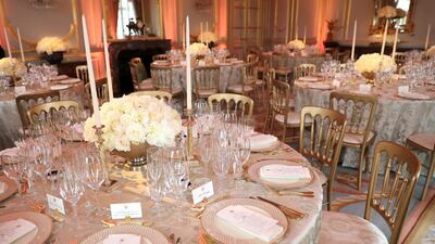 The dining room ahead of the dinner hosted by Donald Trump and Melania Trump at Winfield House for Britain's Charles, Prince of Wales and Camilla, Duchess of Cornwall, during their state visit in London. Reuters