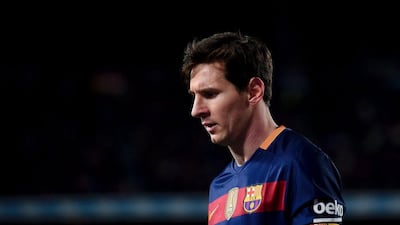 Barcelona's Argentinian forward Lionel Messi looks down during the Spanish league football match FC Barcelona vs Sevilla FC at the Camp Nou stadium in Barcelona on February 28, 2016. AFP / JOSEP LAGO